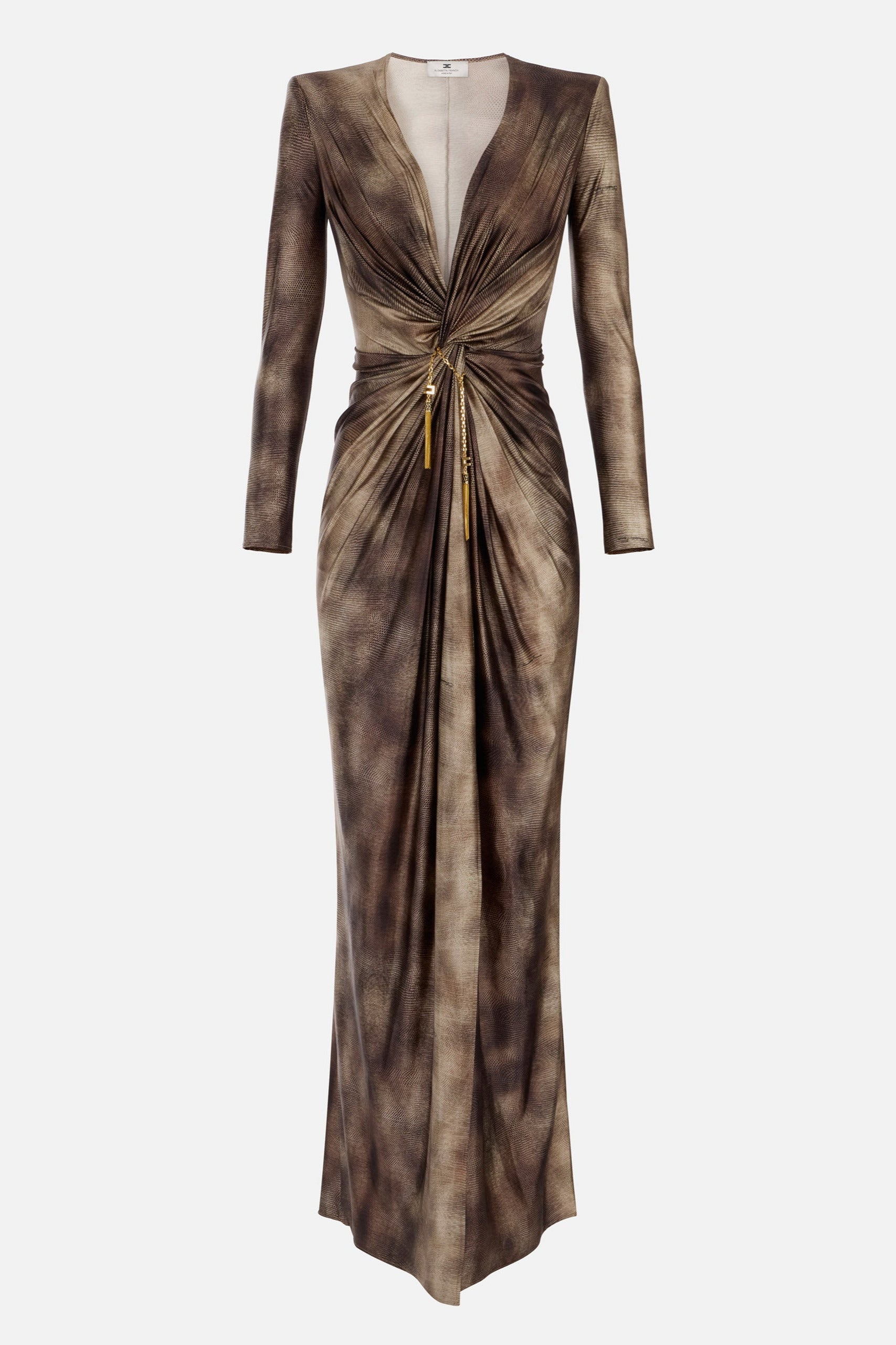 Elisabetta Franchi Abito Red Carpet In Lycra con Stampa Pitone ABR3557E2 LIZARD