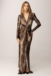 Elisabetta Franchi Abito Red Carpet In Lycra con Stampa Pitone ABR3557E2 LIZARD