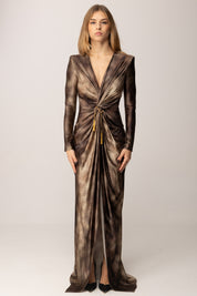 Elisabetta Franchi Abito Red Carpet In Lycra con Stampa Pitone ABR3557E2 LIZARD