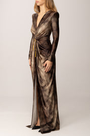 Elisabetta Franchi Abito Red Carpet In Lycra con Stampa Pitone ABR3557E2 LIZARD