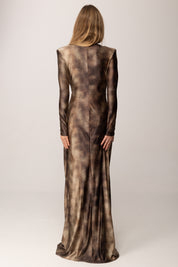 Elisabetta Franchi Abito Red Carpet In Lycra con Stampa Pitone ABR3557E2 LIZARD