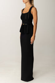 Elisabetta Franchi Abito Red Carpet In Maglia con Baschina e Cintura AM69S56E2 NERO