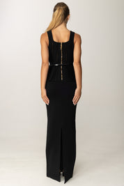 Elisabetta Franchi Abito Red Carpet In Maglia con Baschina e Cintura AM69S56E2 NERO