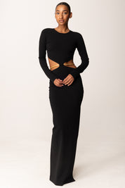 Elisabetta Franchi Abito Red Carpet In Maglia con Snake Gioiello AM24S56E2 NERO