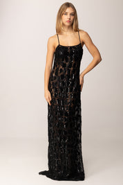 Elisabetta Franchi Abito Red Carpet In Tulle con Ricamo Cocco AR74J58E2 NERO