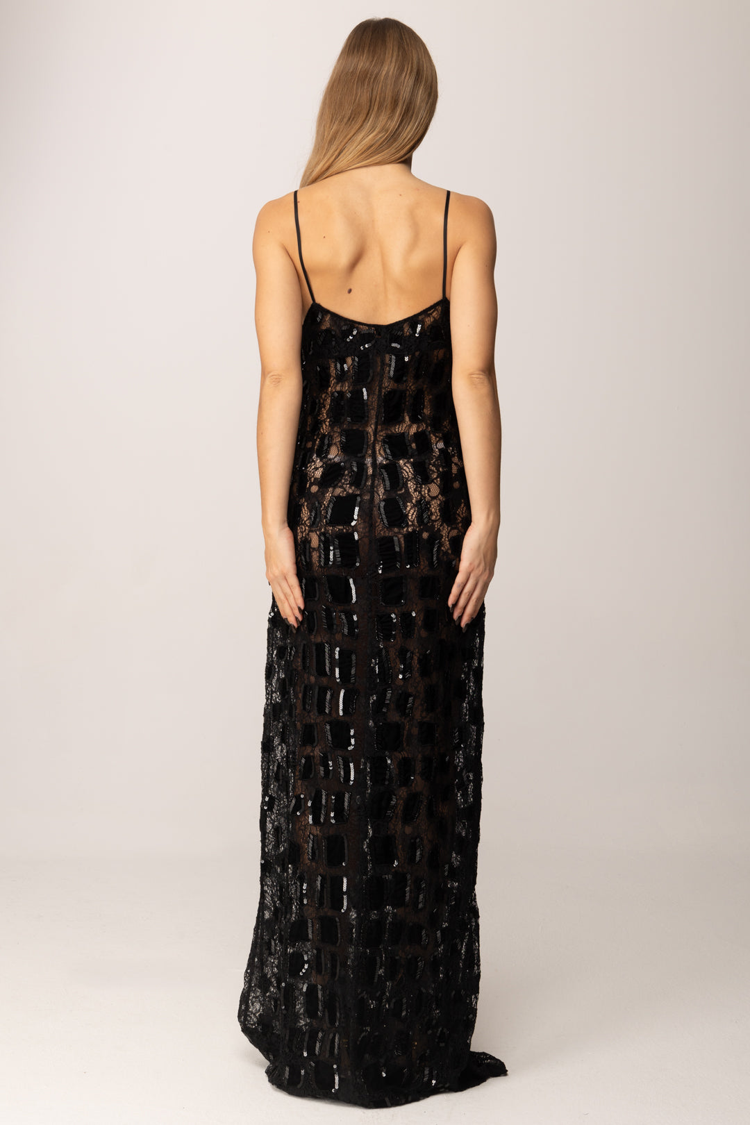 Elisabetta Franchi Abito Red Carpet In Tulle con Ricamo Cocco AR74J58E2 NERO