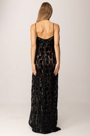 Elisabetta Franchi Abito Red Carpet In Tulle con Ricamo Cocco AR74J58E2 NERO