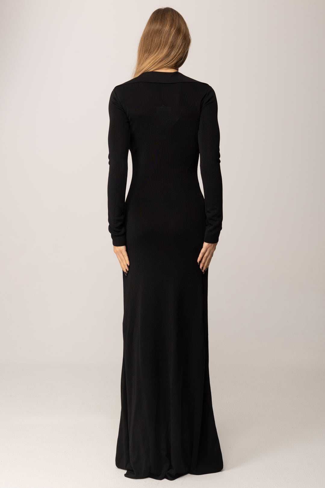 Elisabetta Franchi Abito Red Carpet In Viscosa con Colletto AM39S58E2 NERO