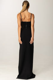 Elisabetta Franchi Abito Red Carpet con Bustier In Tulle ABR1456E2 NERO