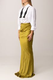 Elisabetta Franchi Abito Red Carpet con Camicia e Papillon ABR3957E2 BIANCO/IGUANA