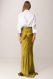 Elisabetta Franchi Abito Red Carpet con Camicia e Papillon ABR3957E2 BIANCO/IGUANA