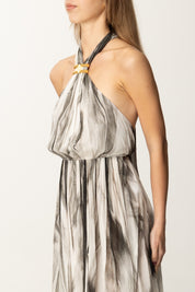 ELISABETTA FRANCHI Abito Red Carpet con Stampa Tulle ABR4752E2 BURRO/NERO 252