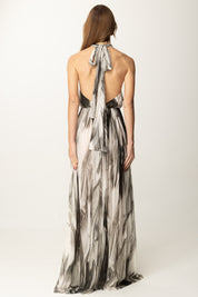 ELISABETTA FRANCHI Abito Red Carpet con Stampa Tulle ABR4752E2 BURRO/NERO 252