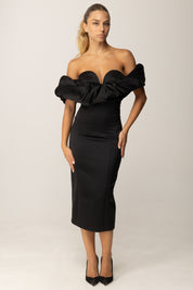 Elisabetta Franchi Abito Tubino In Duchesse con Scollo 3d AB71456E2 NERO