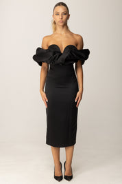 Elisabetta Franchi Abito Tubino In Duchesse con Scollo 3d AB71456E2 NERO