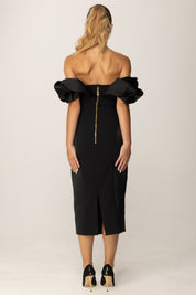 Elisabetta Franchi Abito Tubino In Duchesse con Scollo 3d AB71456E2 NERO