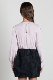 Elisabetta Franchi Bambina Abito con Microstampa e Gonna Jacquard MARSHMALLOW-NERO/NERO