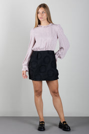 Elisabetta Franchi Bambina Abito con Microstampa e Gonna Jacquard MARSHMALLOW-NERO/NERO
