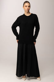 Meme Road Abito lungo con top in maglia MRK689 NERO