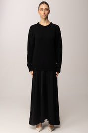 Meme Road Abito lungo con top in maglia MRK689 NERO