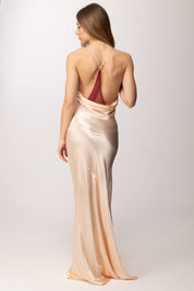 Patrizia Pepe Abito lungo in raso con schiena scoperta 2A3034 A740 SILKY NUDE