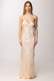 Patrizia Pepe Abito lungo in raso con schiena scoperta 2A3034 A740 SILKY NUDE