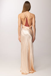 Patrizia Pepe Abito lungo in raso con schiena scoperta 2A3034 A740 SILKY NUDE