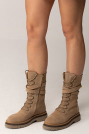 Twin-set Anfibi In Camoscio con Fascetta Logata 252TGT050 ALPACA