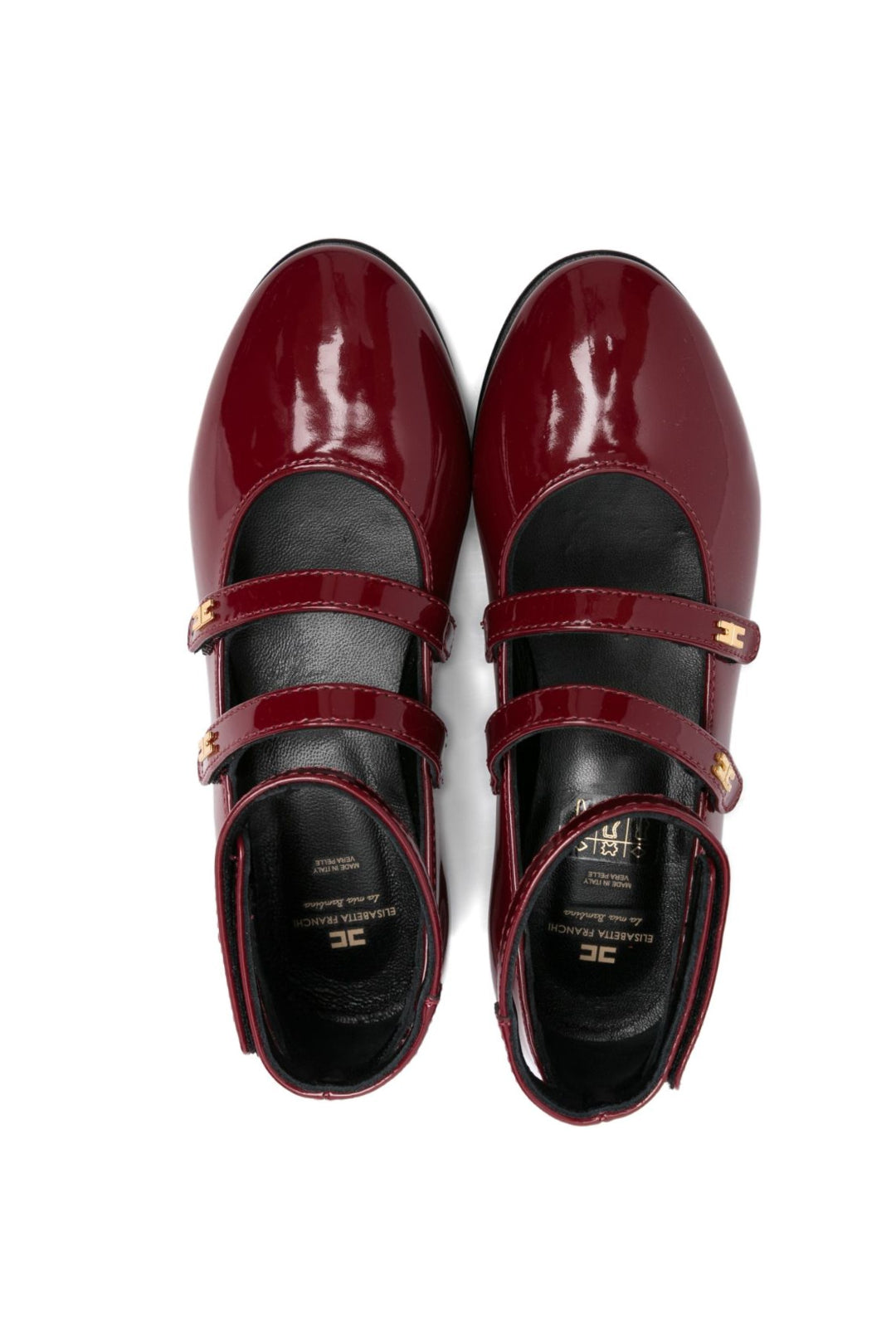 Elisabetta Franchi La mia Bambina Ballerine in vernice con doppi cinturini F4A3-E0326-1848R006-CHERRY