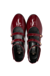 Elisabetta Franchi La mia Bambina Ballerine in vernice con doppi cinturini F4A3-E0326-1848R006-CHERRY