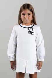 Elisabetta Franchi Bambina Abito Felpa con Ricamo Nastro EGAB253CFF017 MILK/NERO