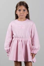Elisabetta Franchi Bambina Abito con Logo Ricamato EGAB2470FF002 MARSHMALLOW