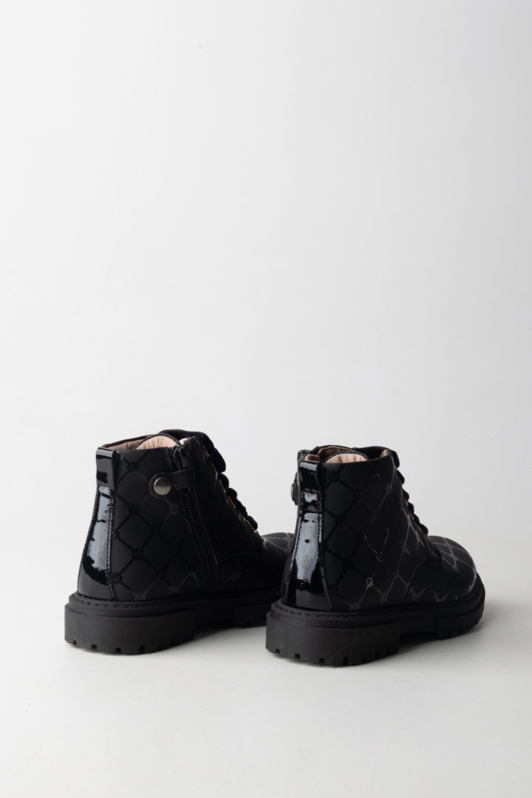 Elisabetta Franchi Bambina Anfibi Trapuntati con Occhielli Dorati F1A5-E0379-1849930- BLACK