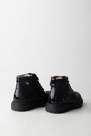 Elisabetta Franchi Bambina Anfibi Trapuntati con Occhielli Dorati F1A5-E0379-1849930- BLACK