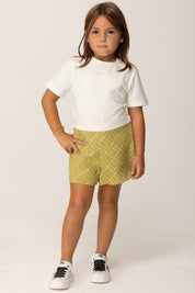 Elisabetta Franchi Bambina T-shirt con Ricamo Logo Istituzionale EGTS0980JE006 PANNA CHIARO