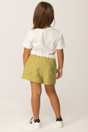 Elisabetta Franchi Bambina T-shirt con Ricamo Logo Istituzionale EGTS0980JE006 PANNA CHIARO