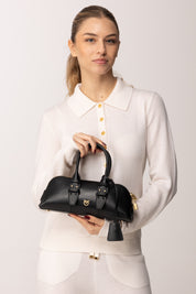 Pinko Bauletto In Pelle Liscia con Doppio Manico NERO LIMOUSINE - MATT GOLD