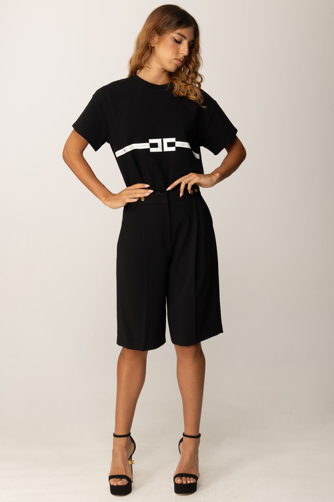 Elisabetta Franchi Woman Bermuda In Crepe with Accessory On The