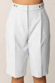 Elisabetta Franchi Bermuda In Crepe con Accessorio Sul Retro PA09856E2 STARLIGHT