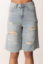 Khloe Femme Bermuda in jeans destroyed LAF221 DENIM