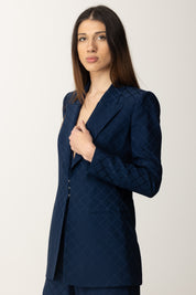 Elisabetta Franchi Blazer Jacquard Lungo GI15352E2 OLTREMARE