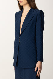 Elisabetta Franchi Blazer Jacquard Lungo GI15352E2 OLTREMARE