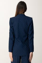 Elisabetta Franchi Blazer Jacquard Lungo GI15352E2 OLTREMARE