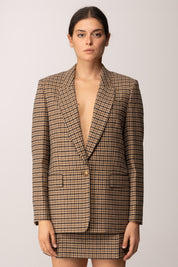 Twin-set Blazer Monopetto In Misto Lana con Fantasia Check 252TT2420 SMALL CHECK CAMMELLO/NERO