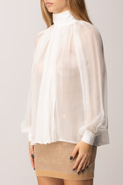 Elisabetta Franchi Blusa In Voile con Maniche Balloon CA13457E2 AVORIO