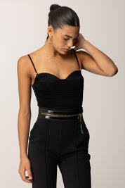 Elisabetta Franchi Body In Jersey con Coppe e Drappeggi BO00456E2 NERO