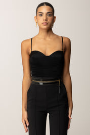 Elisabetta Franchi Body In Jersey con Coppe e Drappeggi BO00456E2 NERO