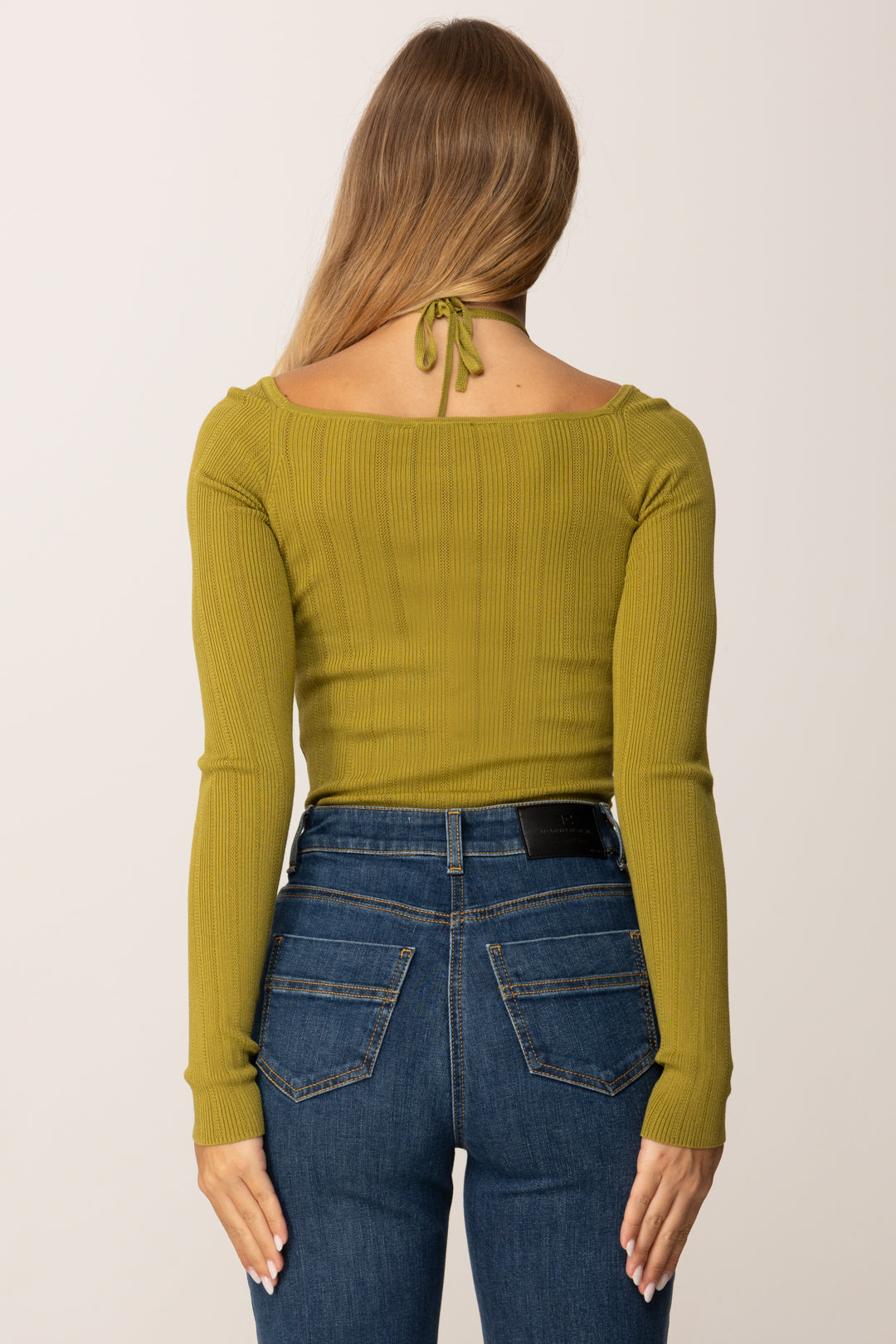 Elisabetta Franchi Body In Maglia con Allaccio Al Collo BK76B56E2 IGUANA