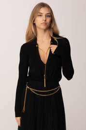 Elisabetta Franchi Body In Maglia con Collana Catena BK75B56E2 NERO