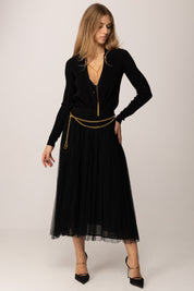 Elisabetta Franchi Body In Maglia con Collana Catena BK75B56E2 NERO